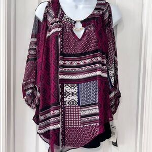 Womens Cold Shoulder Top by BCX Style Size M NWT